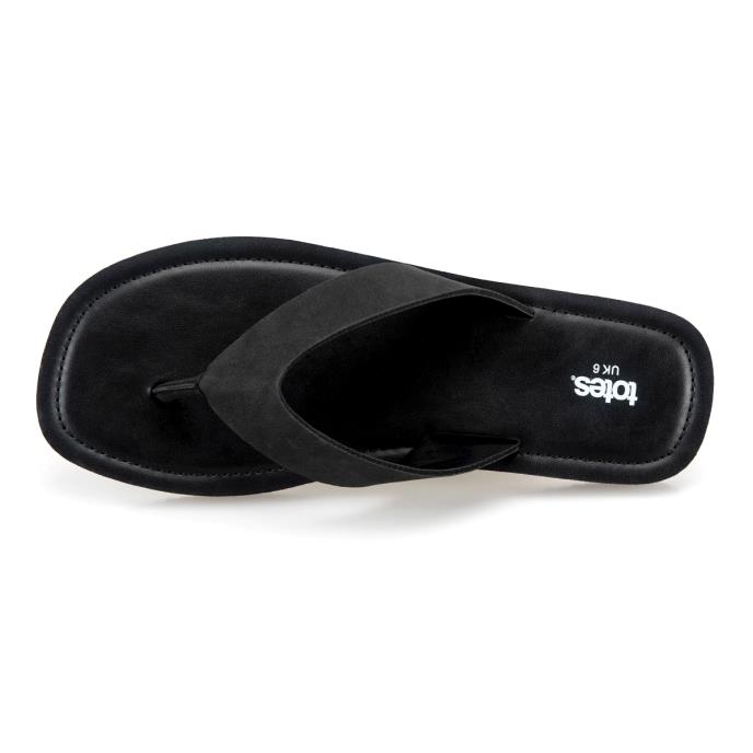totes® Ladies Square Toe Faux Suede Flip Flop Black  Extra Image 4